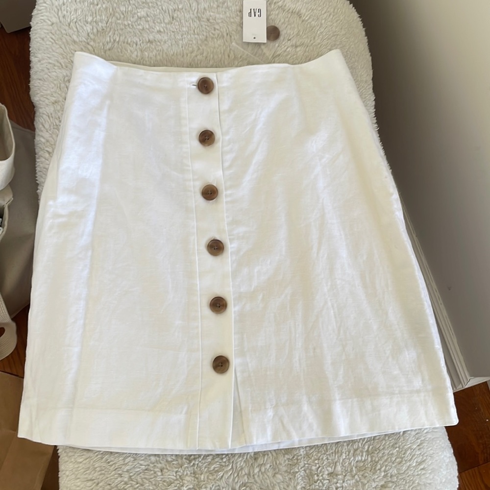High Waisted Linen Blend Skirt (BNWT)